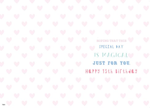 Sister 13th Birthday Card Pastel Writing with Pink and Silver Foil Hearts 9x6" Sister 13th Birthday Card Pastel Writing with Pink and Silver Foil Hearts 9x6"