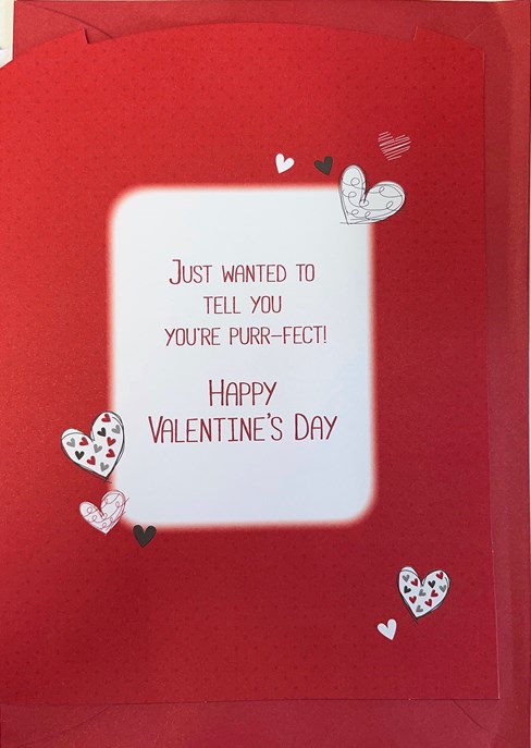 From The Cat Valentine's Day Card - 3D Red Heart with Silver Foil 7x5.25"
