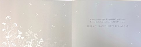 In Sympathy Card - Grey with White Flowers Gold Foil Leaves Writing 7.5x5" In Sympathy Card - Grey with White Flowers Gold Foil Leaves Writing 7.5x5"