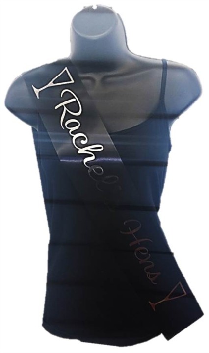 Black Personalised Hen Party Girls Night Out Satin Ribbon Sash - Silver Glasses Black Personalised Hen Party Girls Night Out Satin Ribbon Sash - Silver Glasses