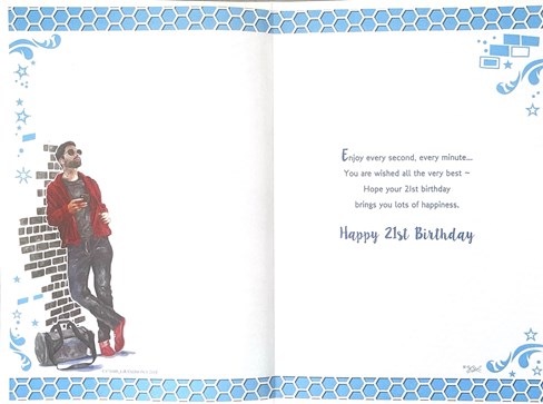 Grandson 21st Birthday Card & Badge - Age 21 Man with Phone Gym Bag & Foil 9x6" Grandson 21st Birthday Card & Badge - Age 21 Man with Phone Gym Bag & Foil 9x6"