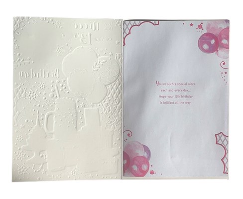 Niece 13th Birthday Card & Badge - Age 13 Pink Balloons Milkshake 9x6" Niece 13th Birthday Card & Badge - Age 13 Pink Balloons Milkshake 9x6"