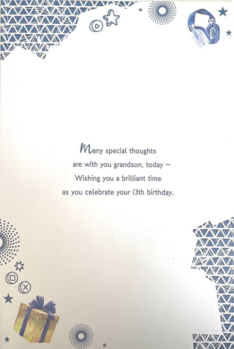 Grandson 13th Birthday Card & Badge Age 13 Teenager Gaming Chair Desk Foil 9x6" Grandson 13th Birthday Card & Badge Age 13 Teenager Gaming Chair Desk Foil 9x6"