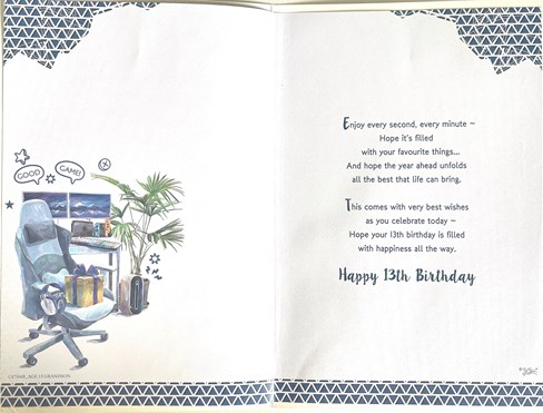 Grandson 13th Birthday Card & Badge Age 13 Teenager Gaming Chair Desk Foil 9x6" Grandson 13th Birthday Card & Badge Age 13 Teenager Gaming Chair Desk Foil 9x6"