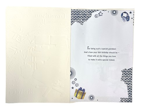 Grandson 16th Birthday Card & Badge - Age 16 Gaming Chair Desk Blue Foil 9x6" Grandson 16th Birthday Card & Badge - Age 16 Gaming Chair Desk Blue Foil 9x6"