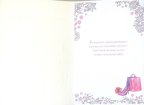 Granddaughter 21st Birthday Card & Badge - Age 21 Lady at Dressing Table 9x6" Granddaughter 21st Birthday Card & Badge - Age 21 Lady at Dressing Table 9x6"