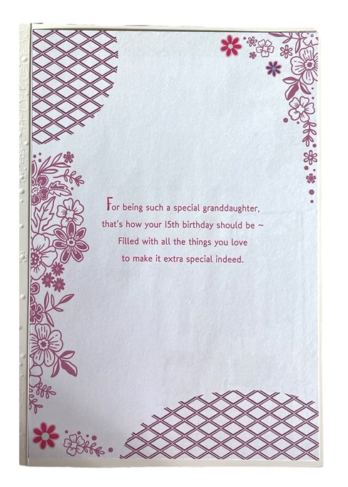 Granddaughter 15th Birthday Card & Badge - Age 15 Girl with Dresses 9x6" Granddaughter 15th Birthday Card & Badge - Age 15 Girl with Dresses 9x6"