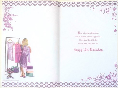 Granddaughter 18th Birthday Card & Badge - Age 18 Girl with Dresses 9x6" Granddaughter 18th Birthday Card & Badge - Age 18 Girl with Dresses 9x6"