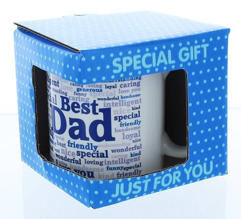 Best Dad Typo White 11oz Mug In Blue Gift Box - Birthday, Father's Day, Xmas Best Dad Typo White 11oz Mug In Blue Gift Box - Birthday, Father's Day, Xmas