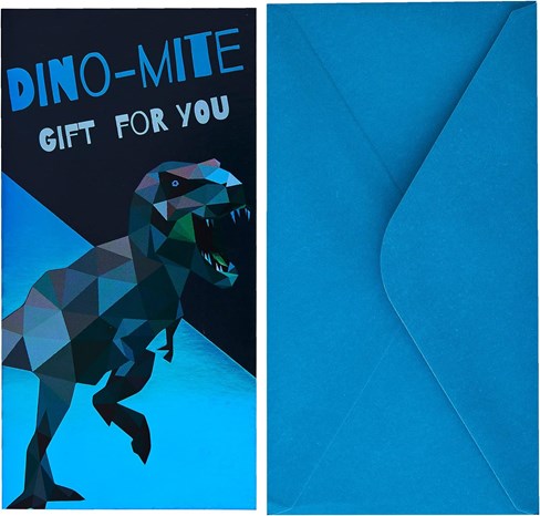 Money Wallet Gift Card & Envelope - Dinosaur Gift for You with Blue Foil 7x3.5" Money Wallet Gift Card & Envelope - Dinosaur Gift for You with Blue Foil 7x3.5"