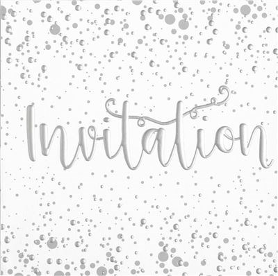 Pack of 6 Open Party Card Invites & Envelope - Silver Foiled Invitation & Spots Pack of 6 Open Party Card Invites & Envelope - Silver Foiled Invitation & Spots