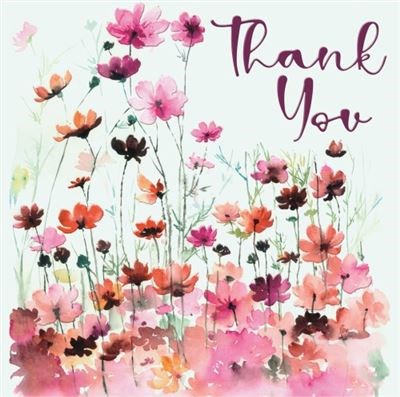 36 Multi Pack Thank You Cards & Envelopes - Pink Purple and Orange Wild Flowers 36 Multi Pack Thank You Cards & Envelopes - Pink Purple and Orange Wild Flowers