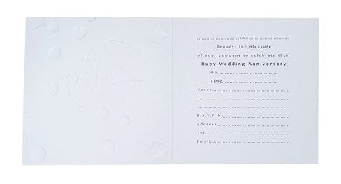 Pack of 6 Ruby 40th Wedding Anniversary Party Card Invitations & Envelopes Pack of 6 Ruby 40th Wedding Anniversary Party Card Invitations & Envelopes