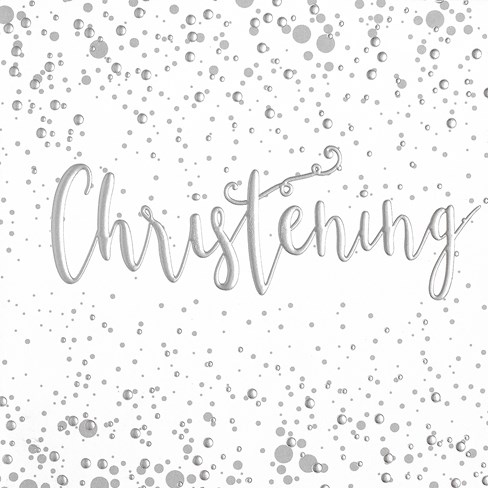 Pack Of 6 Unisex Christening Card Invitations & Envelopes - Silver Foil Writing Pack Of 6 Unisex Christening Card Invitations & Envelopes - Silver Foil Writing