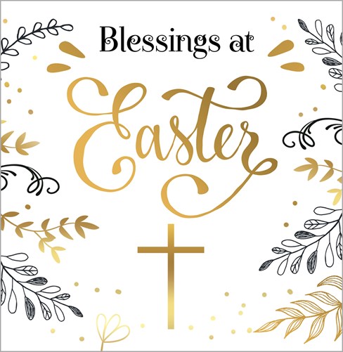 Pack of 8 Religious Blessings Easter Cards 2 Designs - Floral Black Gold Cross Pack of 8 Religious Blessings Easter Cards 2 Designs - Floral Black Gold Cross