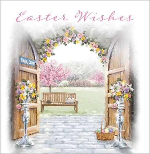Pack of 8 Religious Blessings Easter Cards 2 Designs - Scenic Spring Church Pack of 8 Religious Blessings Easter Cards 2 Designs - Scenic Spring Church