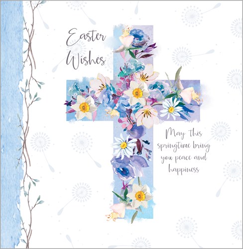 Pack of 8 Religious Blessings Easter Cards 2 Designs -Purple Green Floral Cross Pack of 8 Religious Blessings Easter Cards 2 Designs -Purple Green Floral Cross