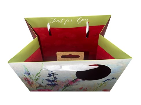 Medium Floral Gift Bag - Poppies and Wild Flowers with Foil Finish 10x8" Medium Floral Gift Bag - Poppies and Wild Flowers with Foil Finish 10x8"