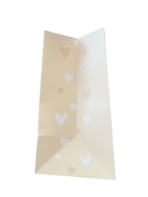 Medium Gift Bag - White with Silver Gold Hearts and Gold Foil Tag 10.5x8.5" Medium Gift Bag - White with Silver Gold Hearts and Gold Foil Tag 10.5x8.5"