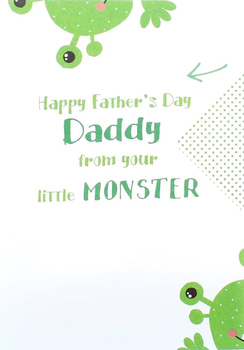 Daddy Father's Day Greetings Card - Green Monsters & Silver Stars 7.75" x 5.25" Daddy Father's Day Greetings Card - Green Monsters & Silver Stars 7.75" x 5.25"