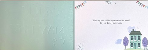 New Home Greetings Card - Green House and Removal Van with Gold Foil 7.5x5.25" New Home Greetings Card - Green House and Removal Van with Gold Foil 7.5x5.25"