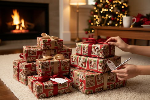 8m (2x4m) Christmas Gift Wrap Paper Roll - Red with Traditional Santa Reindeers 8m (2x4m) Christmas Gift Wrap Paper Roll - Red with Traditional Santa Reindeers