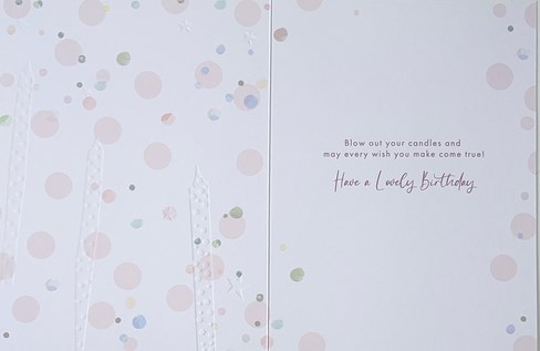 Female Birthday Card - Pink with Floral Candles and Rose Gold Foil 7.5x5.75" Female Birthday Card - Pink with Floral Candles and Rose Gold Foil 7.5x5.75"