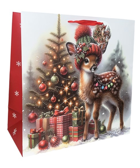 Set of 2 Midi Jumbo Christmas Gift Bags Ribbon Handle Tag - Santa & Reindeer Set of 2 Midi Jumbo Christmas Gift Bags Ribbon Handle Tag - Santa & Reindeer