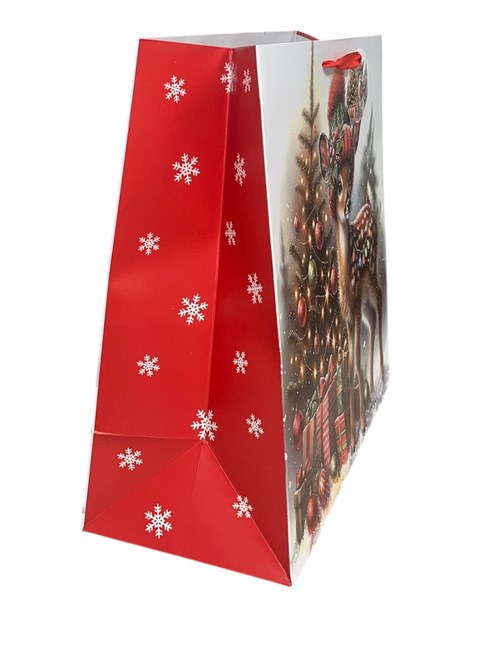 Set of 2 Midi Jumbo Christmas Gift Bags Ribbon Handle Tag - Santa & Reindeer Set of 2 Midi Jumbo Christmas Gift Bags Ribbon Handle Tag - Santa & Reindeer