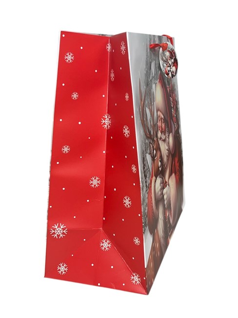 Set of 2 Midi Jumbo Christmas Gift Bags Ribbon Handle Tag - Santa & Reindeer Set of 2 Midi Jumbo Christmas Gift Bags Ribbon Handle Tag - Santa & Reindeer