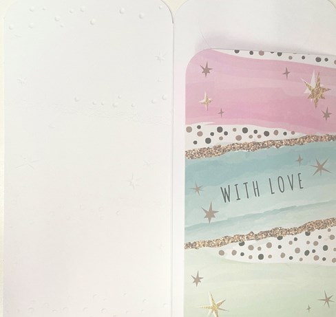 Money Wallet Gift Card & Envelope - Pink and Green with Gold Foil Spots Star 7x3 Money Wallet Gift Card & Envelope - Pink and Green with Gold Foil Spots Star 7x3