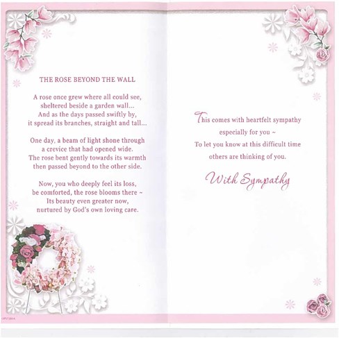 Loss Of Your Mum Sympathy Card - Pink Flower Wreath Foil Butterflies 9x4.75" Loss Of Your Mum Sympathy Card - Pink Flower Wreath Foil Butterflies 9x4.75"