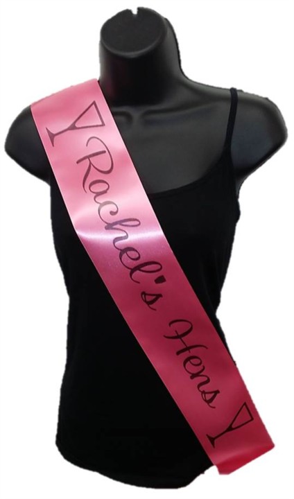 Hot Pink Personalised Hen Party Girl Night Out Satin Ribbon Sash - Black Glasses Hot Pink Personalised Hen Party Girl Night Out Satin Ribbon Sash - Black Glasses