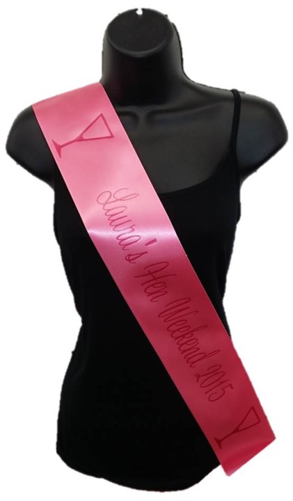 Hot Pink Personalised Hen Party Girls Night Out Satin Ribbon Sash - Pink Glasses Hot Pink Personalised Hen Party Girls Night Out Satin Ribbon Sash - Pink Glasses