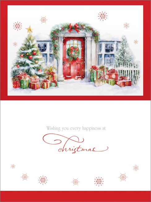Blue Tree Scene Christmas Cards - 25 Pack