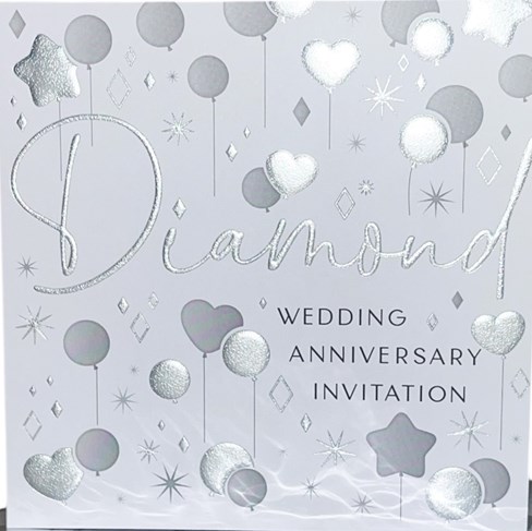 Multi Pack 36 Diamond 60th Wedding Anniversary Party Card Invitation & Envelopes Multi Pack 36 Diamond 60th Wedding Anniversary Party Card Invitation & Envelopes