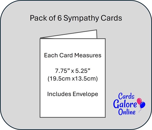 6 x Sympathy Condolence Cards Assorted Multipack 7.75x5.25" 6 x Sympathy Condolence Cards Assorted Multipack 7.75x5.25"