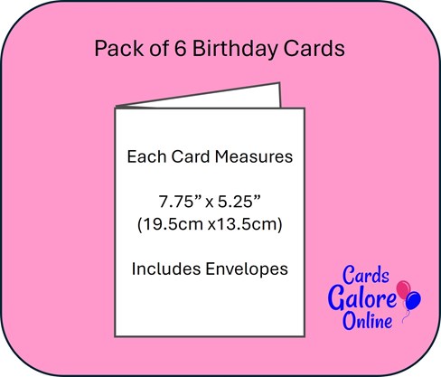6 x Birthday Cards Assorted Multipack Female Designs 7.75x5.25" 6 x Birthday Cards Assorted Multipack Female Designs 7.75x5.25"