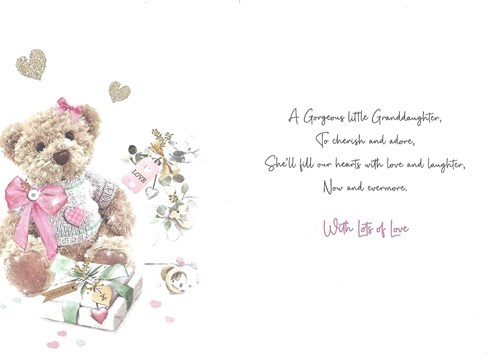 Jonny Javelin Thank You For Baby Granddaughter Card - Teddy Pink Bow 9x6.25" Jonny Javelin Thank You For Baby Granddaughter Card - Teddy Pink Bow 9x6.25"