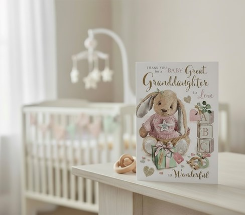 Jonny Javelin Thank You For New Great Granddaughter Card - Bunny in Pink Jumper Jonny Javelin Thank You For New Great Granddaughter Card - Bunny in Pink Jumper