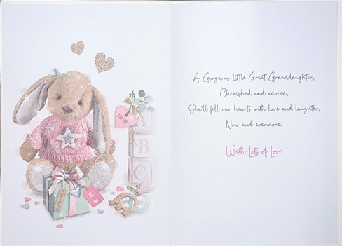 Jonny Javelin Thank You For New Great Granddaughter Card - Bunny in Pink Jumper Jonny Javelin Thank You For New Great Granddaughter Card - Bunny in Pink Jumper