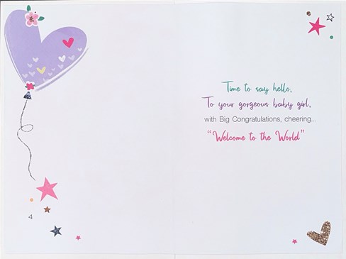 Birth of Baby Girl Card - Welcome to the World Little One Pink Balloons 7.5x5.25 Birth of Baby Girl Card - Welcome to the World Little One Pink Balloons 7.5x5.25