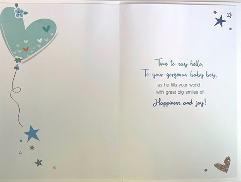 Birth of Baby Boy Card - Welcome to the World Little One Blue Balloons 7.5x5.25" Birth of Baby Boy Card - Welcome to the World Little One Blue Balloons 7.5x5.25"