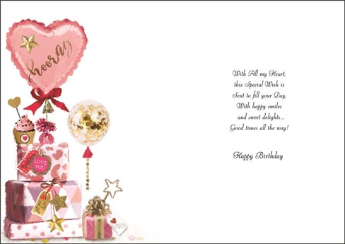 Jonny Javelin Girlfriend Birthday Card - Pink Presents Balloons & Foil 9x6.25" Jonny Javelin Girlfriend Birthday Card - Pink Presents Balloons & Foil 9x6.25"