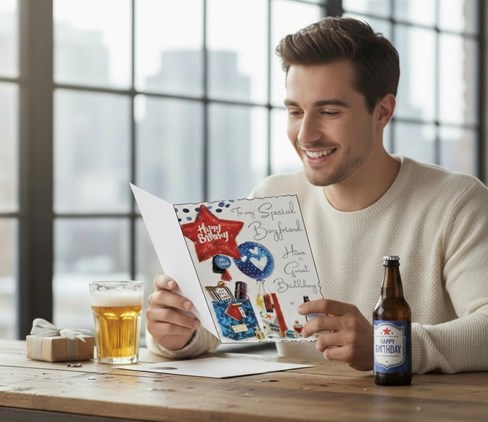 Jonny Javelin Boyfriend Birthday Card - Beer Presents Balloons & Foil 9x6.25" Jonny Javelin Boyfriend Birthday Card - Beer Presents Balloons & Foil 9x6.25"