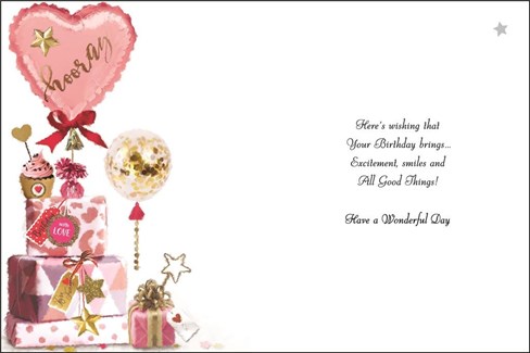 Jonny Javelin Niece Birthday Card - Pink Heart Balloon Presents & Foil 7.25x5.5" Jonny Javelin Niece Birthday Card - Pink Heart Balloon Presents & Foil 7.25x5.5"
