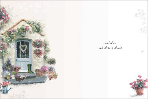 Jonny Javelin New Home Card - House with Wellies & Flowers Silver Foil 7.25x5.5" Jonny Javelin New Home Card - House with Wellies & Flowers Silver Foil 7.25x5.5"