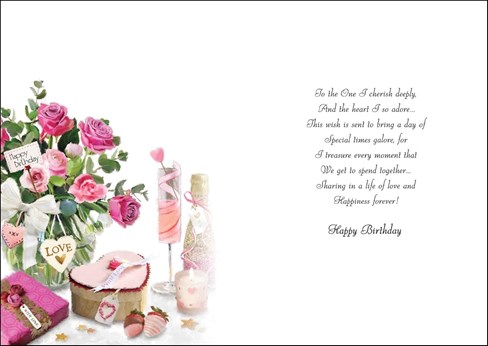 Jonny Javelin One I Love Birthday Card - Pink Flowers Champagne Silver Foil 9x6 Jonny Javelin One I Love Birthday Card - Pink Flowers Champagne Silver Foil 9x6