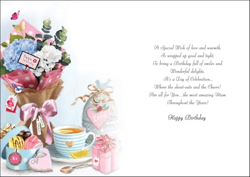 Jonny Javelin Mam Birthday Card - Bouquet of Flowers Lemon Tea and Foil 9x6.25" Jonny Javelin Mam Birthday Card - Bouquet of Flowers Lemon Tea and Foil 9x6.25"