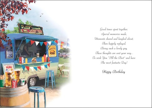 Jonny Javelin Son-in-Law Birthday Card - Beer & Burger Van Silver Foil 9x6.25" Jonny Javelin Son-in-Law Birthday Card - Beer & Burger Van Silver Foil 9x6.25"